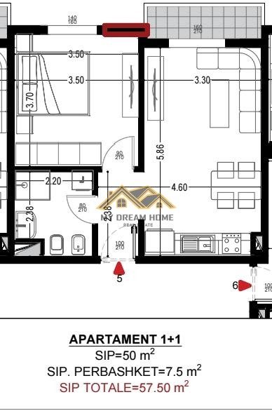 SHITET APARTAMENT 1+1 GOLEM NDERTIM I RI