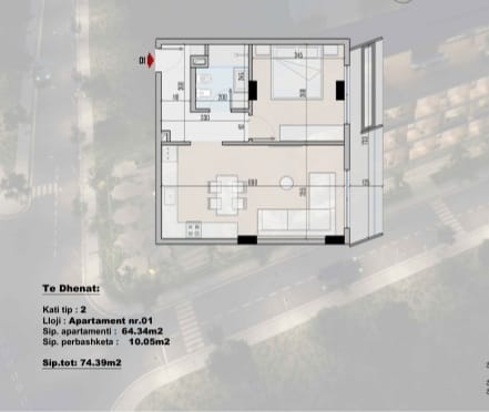 7 Apartamente (1+1) ne Shitje ne Rradhime, shume prane Detit (ID 41111057) 2