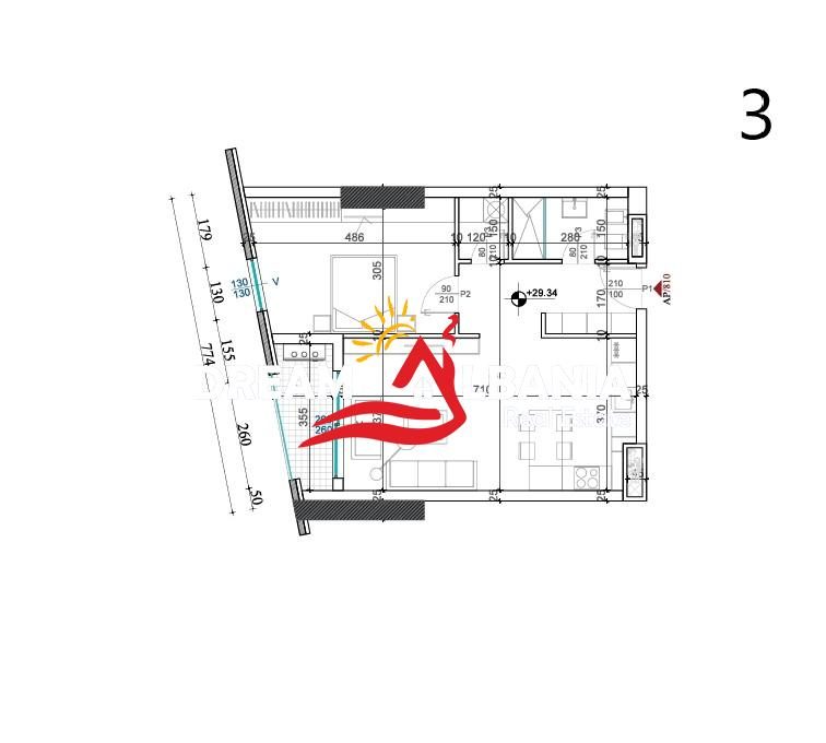 Shiten 6 Apartamente 1+1 tek Rezidenca Shqiponja Square Building, Tirane (ID 41111609) 3