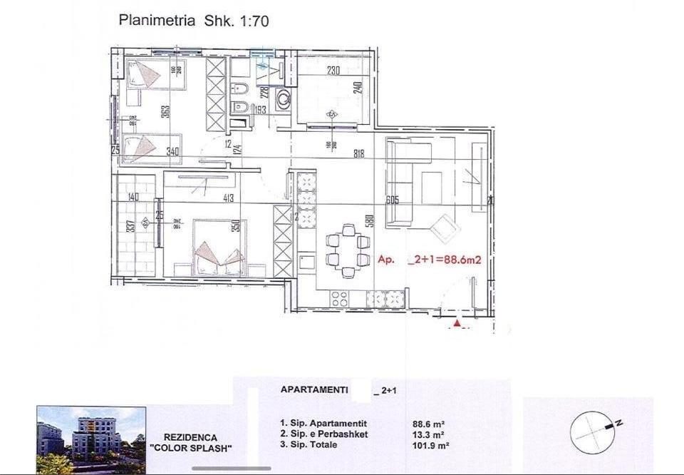 Apartament 2+1 per shitje ne residencen Color Splash, Paskuqan(ID 41212066))