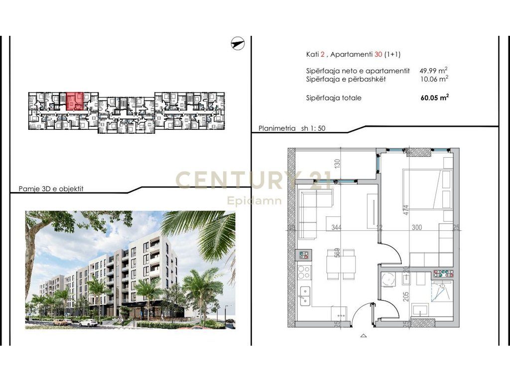 Apartament 1+1 në shitje pranë Malit të Robit 3