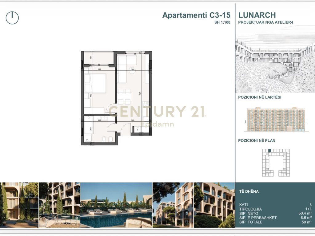 EXCLUSIVE ! Apartament 1+1 me verande për shitje në Lunarch Residence Mali i Robit ! 4