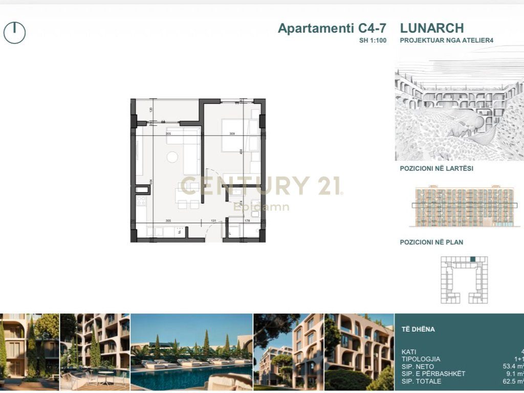 EXCLUSIVE ! Apartament 1+1 për shitje në Lunarch Residence Mali i Robit ! 4