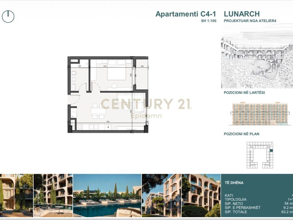 EXCLUSIVE ! Apartament 1+1 për shitje në Lunarch Residence Mali i Robit ! 4