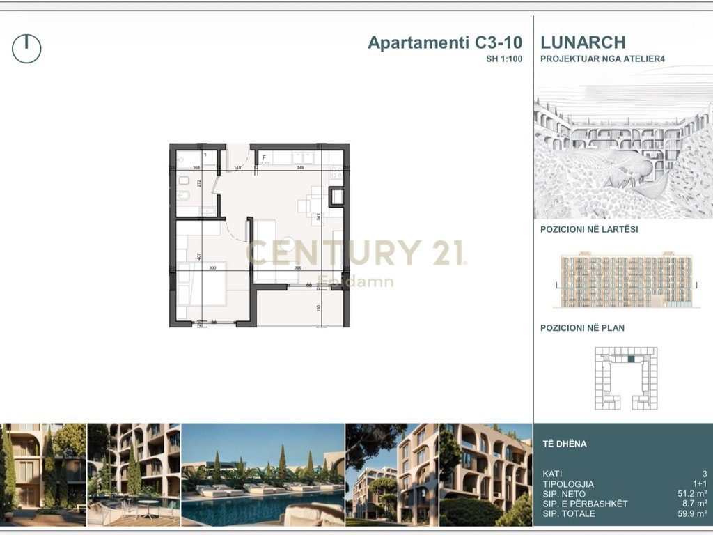 EXCLUSIVE ! Apartament 1+1 për shitje në Lunarch Residence Mali i Robit ! 4