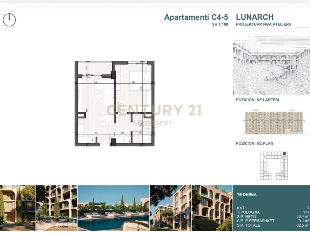 EXCLUSIVE ! Apartament 1+1 për shitje në Lunarch Residence Mali i Robit ! 4