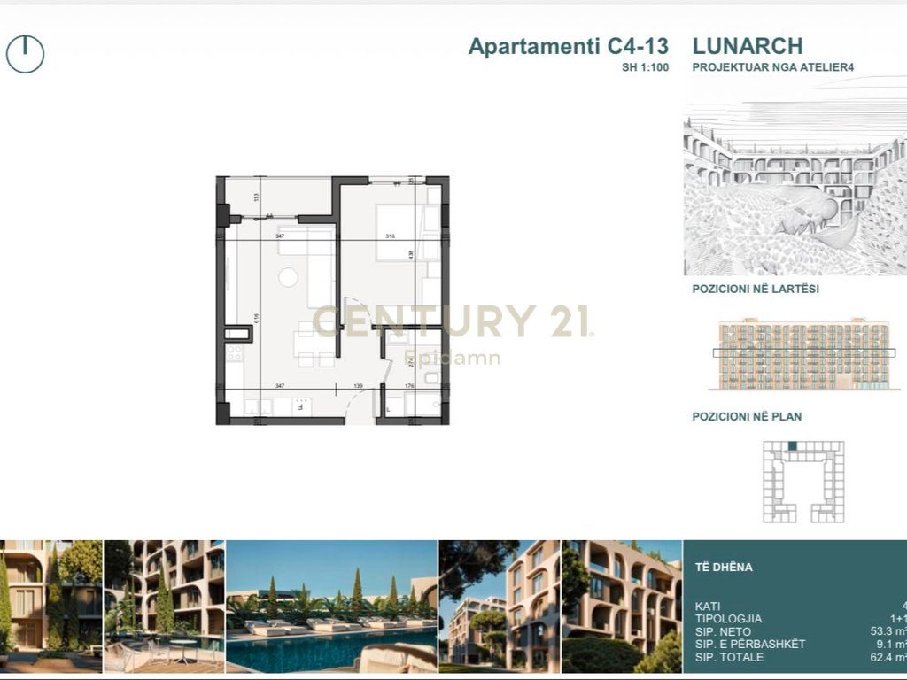 EXCLUSIVE ! Apartament 1+1 për shitje në Lunarch Residence Mali i Robit ! 4