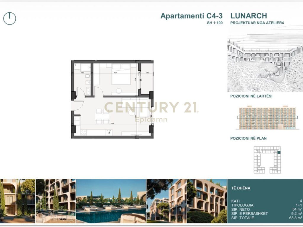 EXCLUSIVE ! Apartament 1+1 për shitje në Lunarch Residence Mali i Robit ! 4