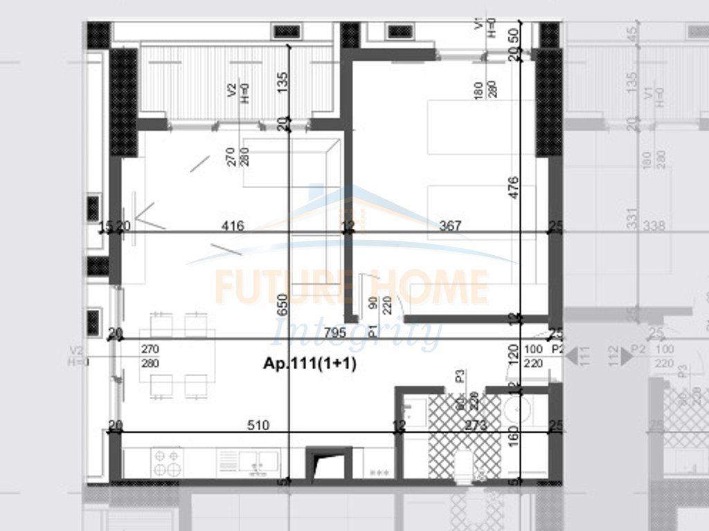 Shitet, Apartament 1+1, Filigree Tower, Tiranë.