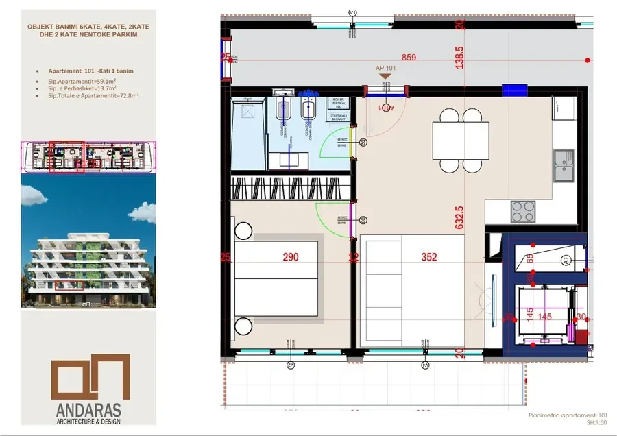 Luxury 1+1 Sea View Apartment in Flamingo 2 Residence Saranda | Frontline Living-Apt 101 2