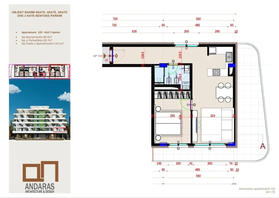 1+1 Apartment with Panoramic Sea View in Saranda | Flamingo 2 Residence-Apt 103 2