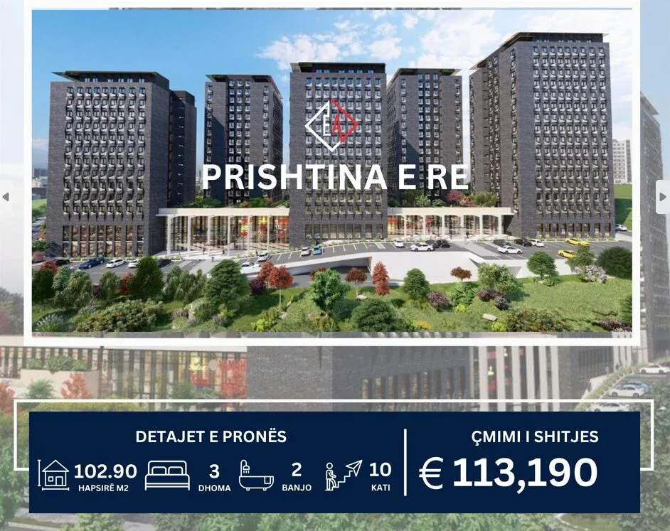 BANESË PËR SHITJE TEK PRISHTINA E RE! 102.90m2 KATI 10 1