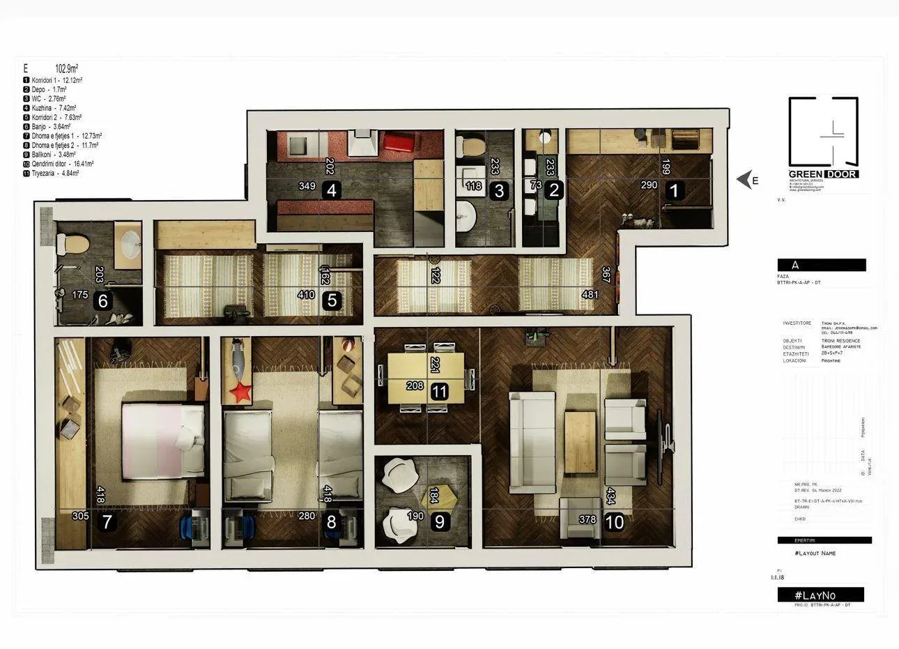 BANESË PËR SHITJE TEK PRISHTINA E RE! 102.90m2 KATI 14 1