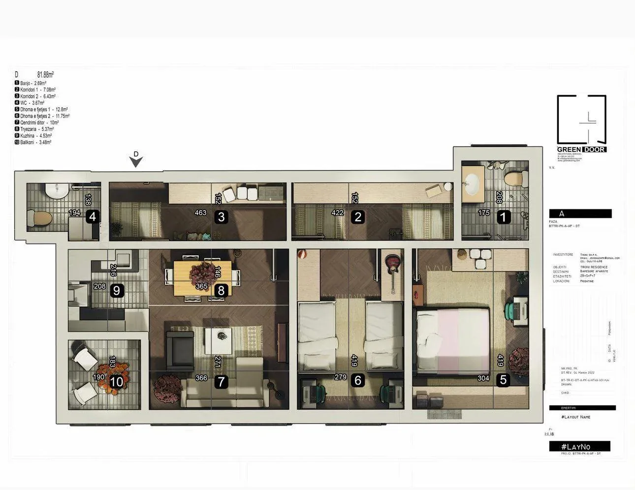 BANESË PËR SHITJE TEK PRISHTINA E RE! 81,88m2 KATI 12 1