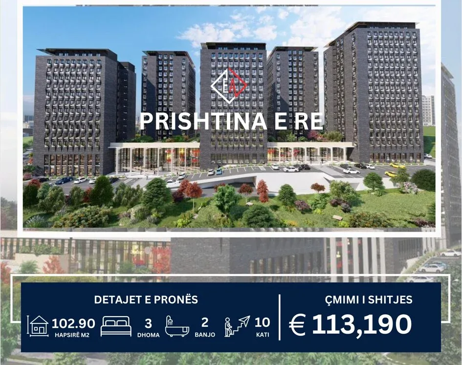 BANESË PËR SHITJE TEK PRISHTINA E RE! 102.90m2 KATI 10 1
