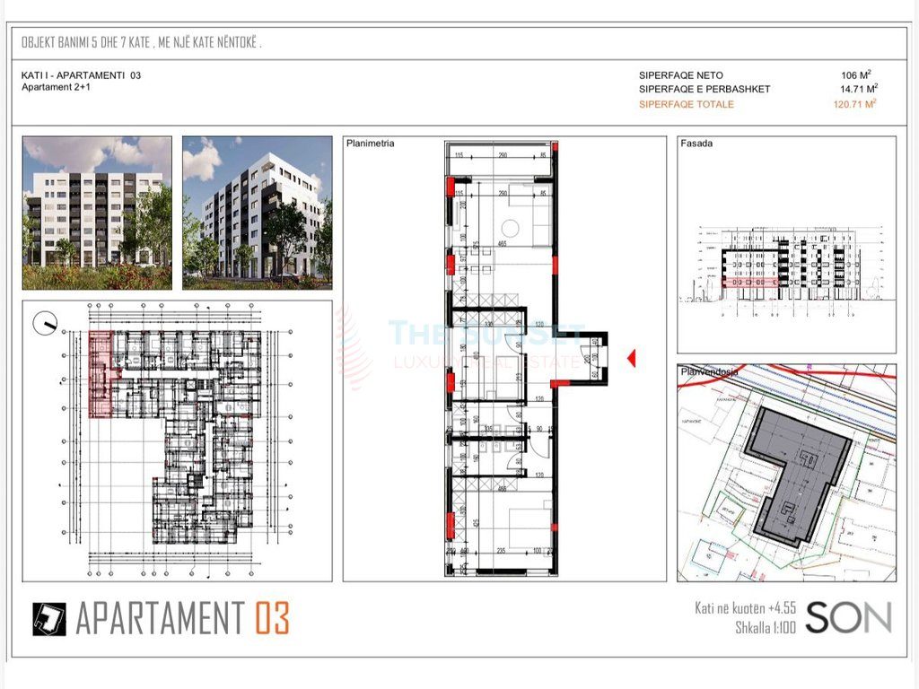 Apartament 2+1+2 për shitje në kompleksin rezidencial Space City