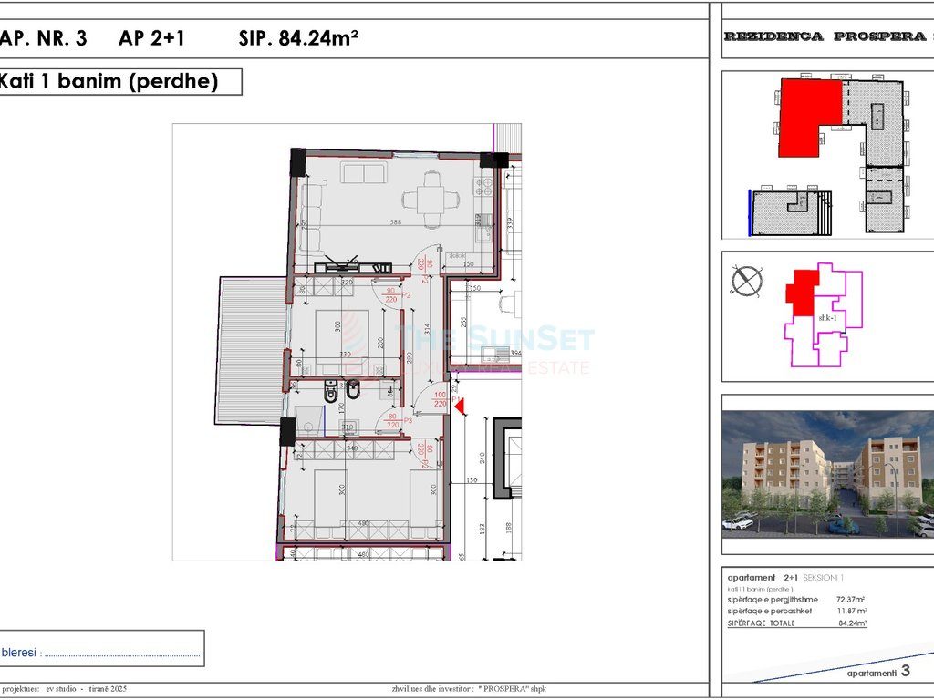 Apartament 2+1+2 për shitje në kompleksin rezidencial Space City 2