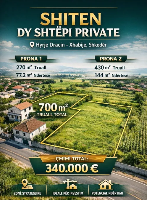 Shitet toke truall per ndertim ose vila private