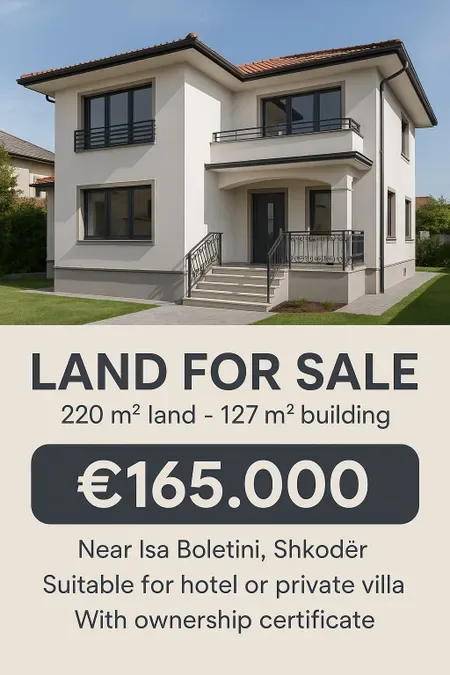 Shitet toke truall 220 m2 prane Isa Boletini Shkoder