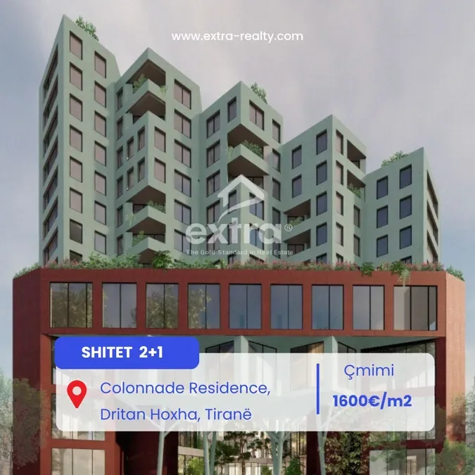 Shitet apartament 2+1 Colonnade Residence, Dritan Hoxha, Tirane