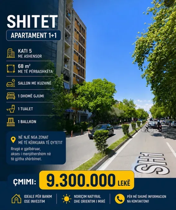 Shitet 1+1 k5 prane Sahatit Shkoder