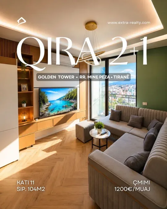 Jepet me qira apartament 2+1 në Golden Tower, Rruga Mine Peza.