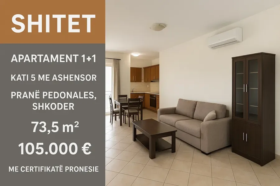 Shitet 1+1 k5 pallat i ri qender 105.000 €