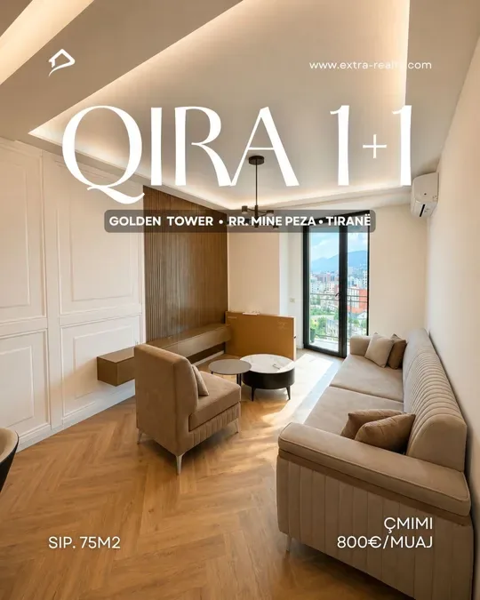 Jepet me qira apartament 1+1 në Golden Tower, Rruga Mine Peza.
