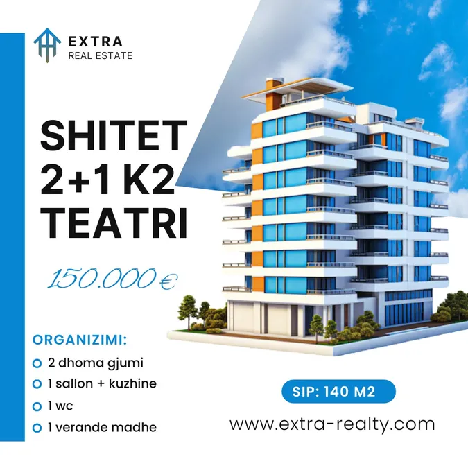 Shitet 2+1 k2 qender Shkoder