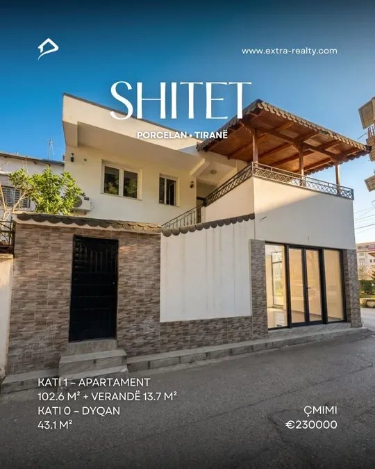 Shitet objekt 2-katësh në Porcelan, pranë shkollës “Gjon Buzuku”, Tiranë
