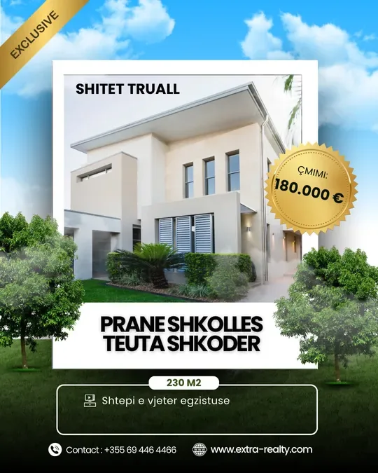 Shitet toke truall mrapa teatrit shkoder 230m2