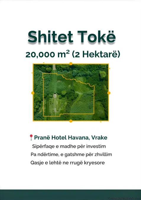 Shitet 20 dynym toke ne vrake shkoder