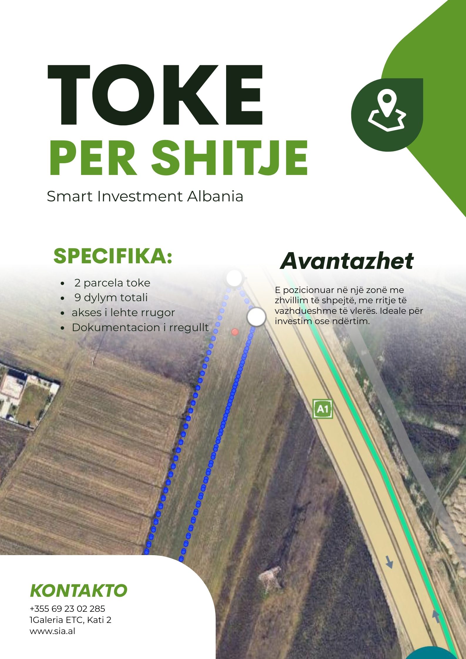 Tokë në shitje pranë Aeroportit
