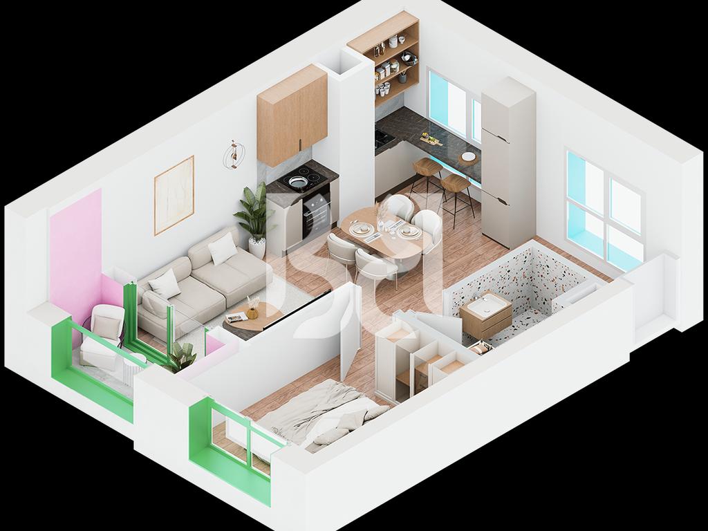 SHITET ME KREDI DERI NE 80% APARTAMENT 1+1 NE REZIDENCA NOKIA 134.000€ 4