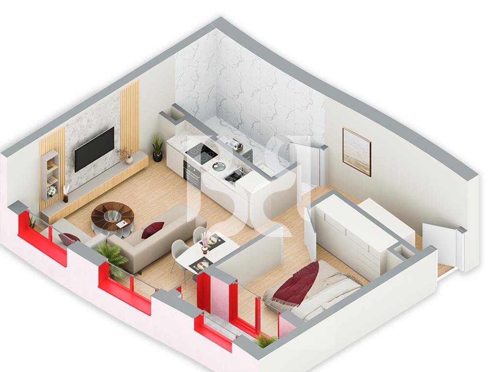 SHITET APARTAMENT 1+1 NE REZIDENCA BALLADA LIQENI I FARKES 2