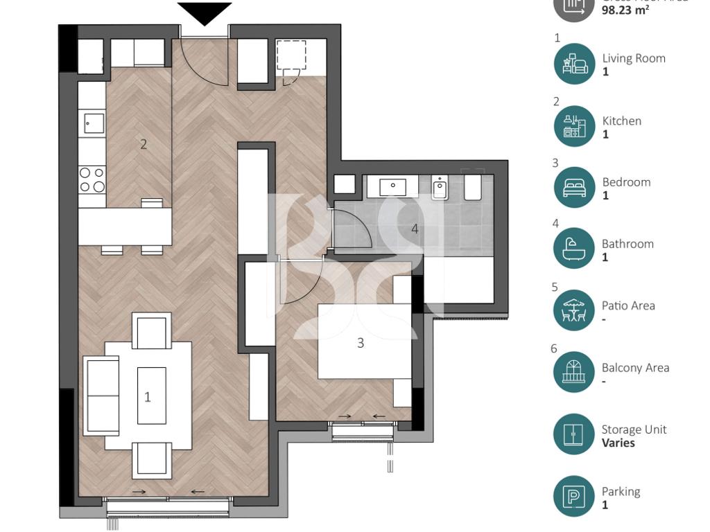 SHITET APARTAMENT 1+1+POST PARKIMI TEK GREEN COAST 2 3