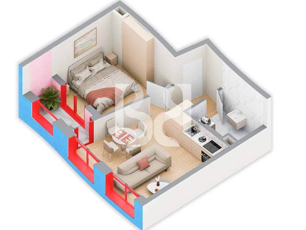 SHITET ME KREDI DERI NE 80% APARTAMENT 1+1 NE REZIDENCA BALLADA LIQENI I FARKES 4