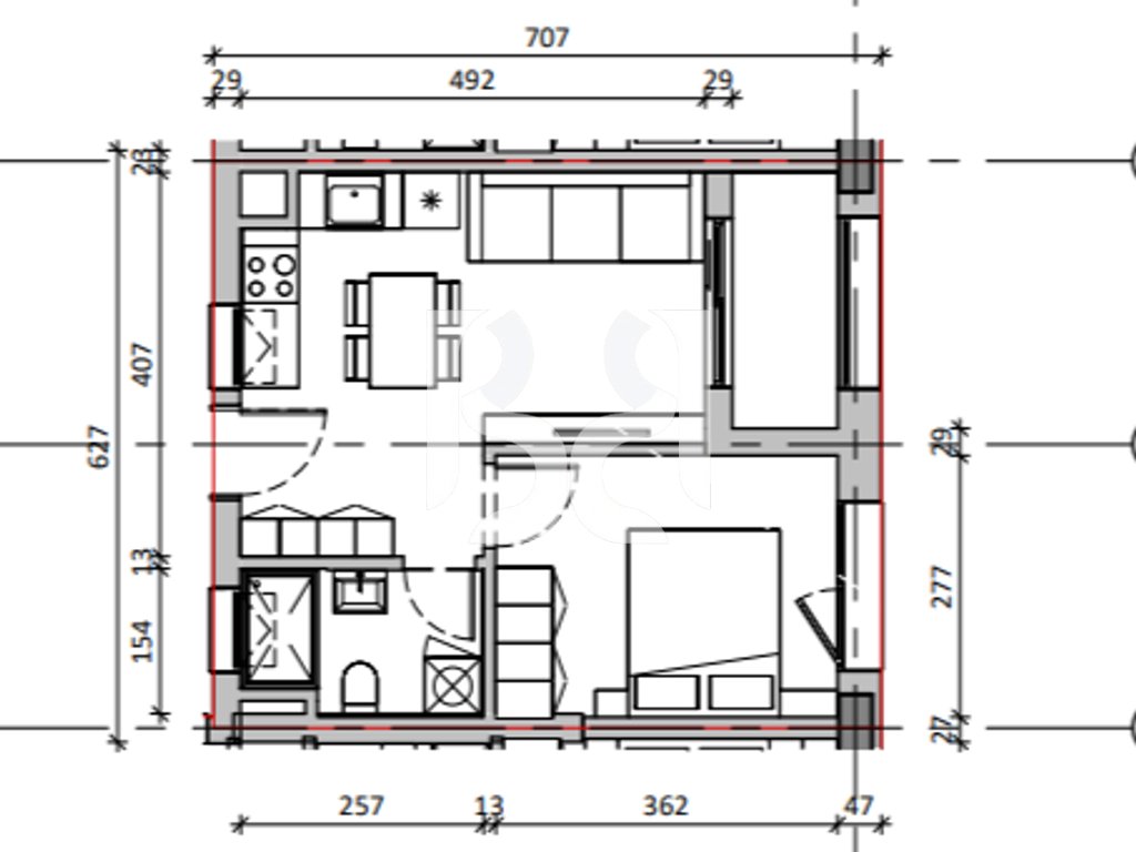 Apartament 1+1 në shitje në Nokia Residence Rezidencë e re nga Kontakt Ali Demi Tiranë me kredi deri ne 80% 2