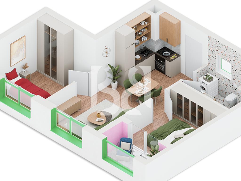 Apartament 2+1 në shitje në Nokia Residence Rezidencë e re nga Kontakt Ali Demi Tiranë me kredi deri ne 80% 3