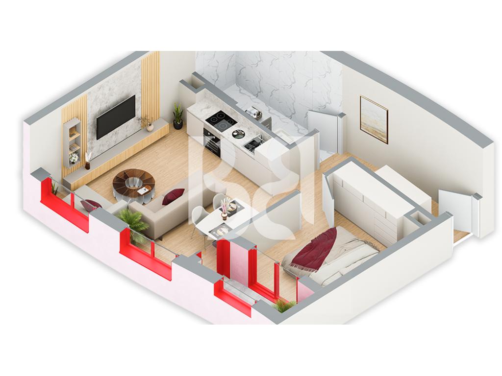 SHITET APARTAMENT 1+1 NE REZIDENCA BALLADA LIQENI I FARKES 2