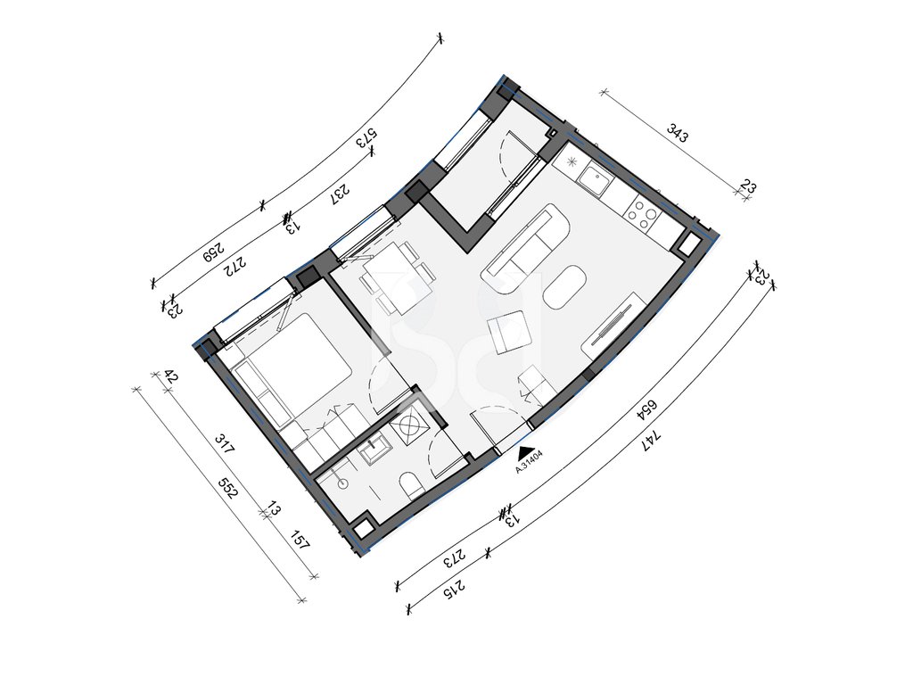 SHITET APARTAMENT 1+1 TEK REZIDENCA BALLADA LIQENI I FARKES 3