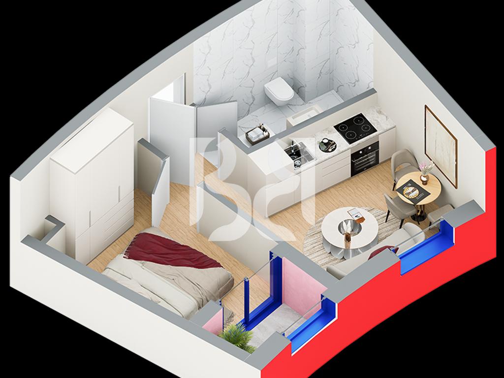 SHITET ME KREDI DERI NE 80% APARTAMENT 1+1 TEK REZIDENCA BALLADA LIQENI I FARKES, TIRANE