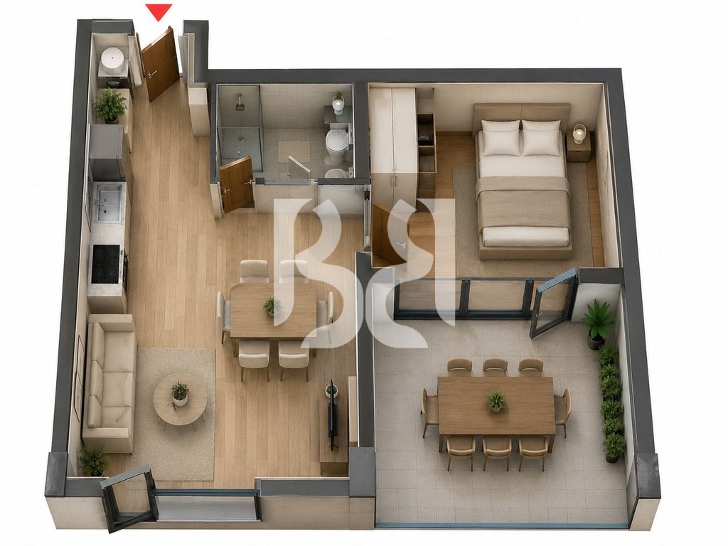 APARTAMENT EKSKLUZIV 1+1 TEK TURQUOISE MARINA REZIDENCE, HAMALLAJ 4