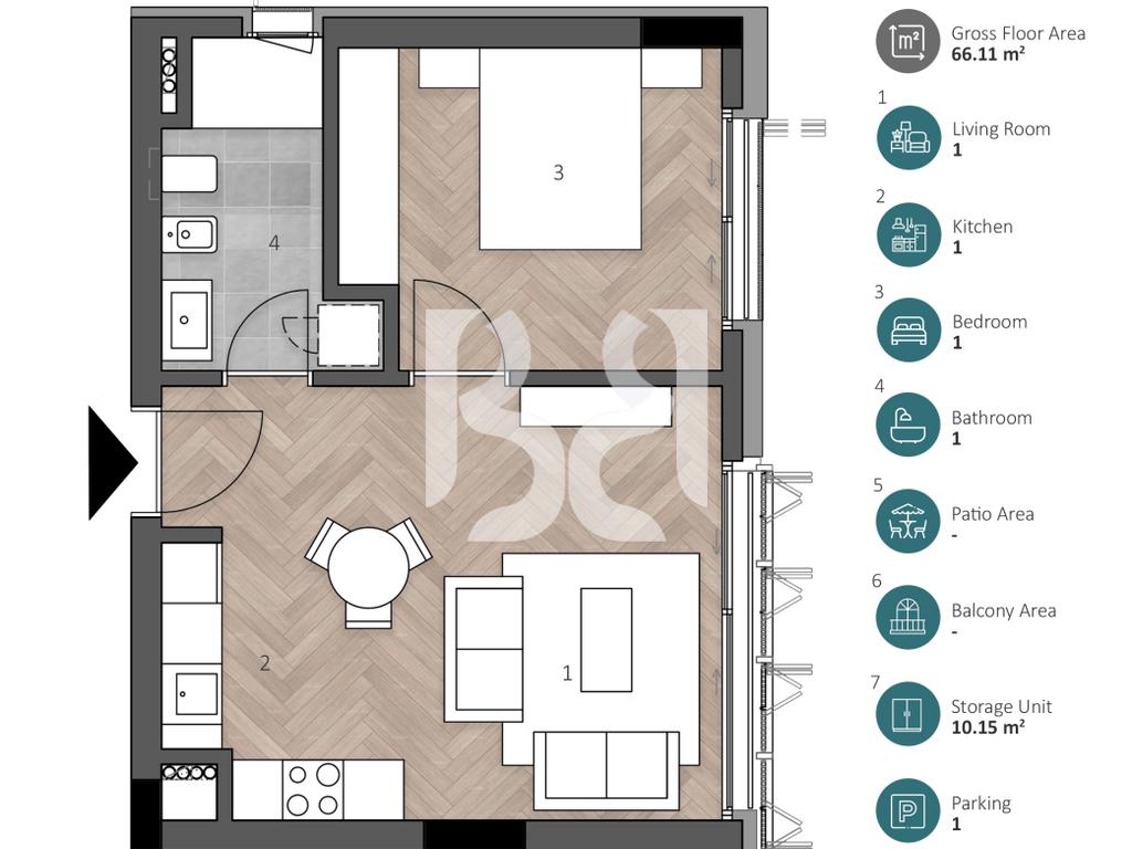 APARTAMENT EKSKLUZIV 1+1 ME DEPO & POST PARKIMI NË GREEN COAST 2 2