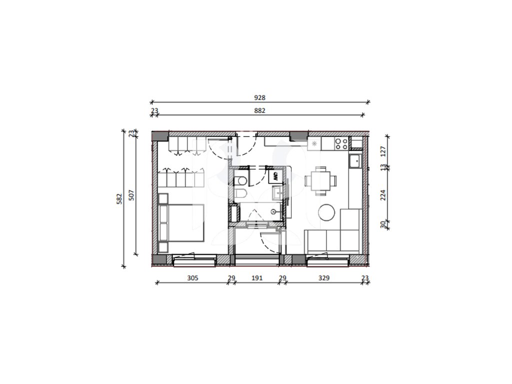 SHITET APARTAMENT 1+1 ME KREDI , REZIDENCA KADIU 3