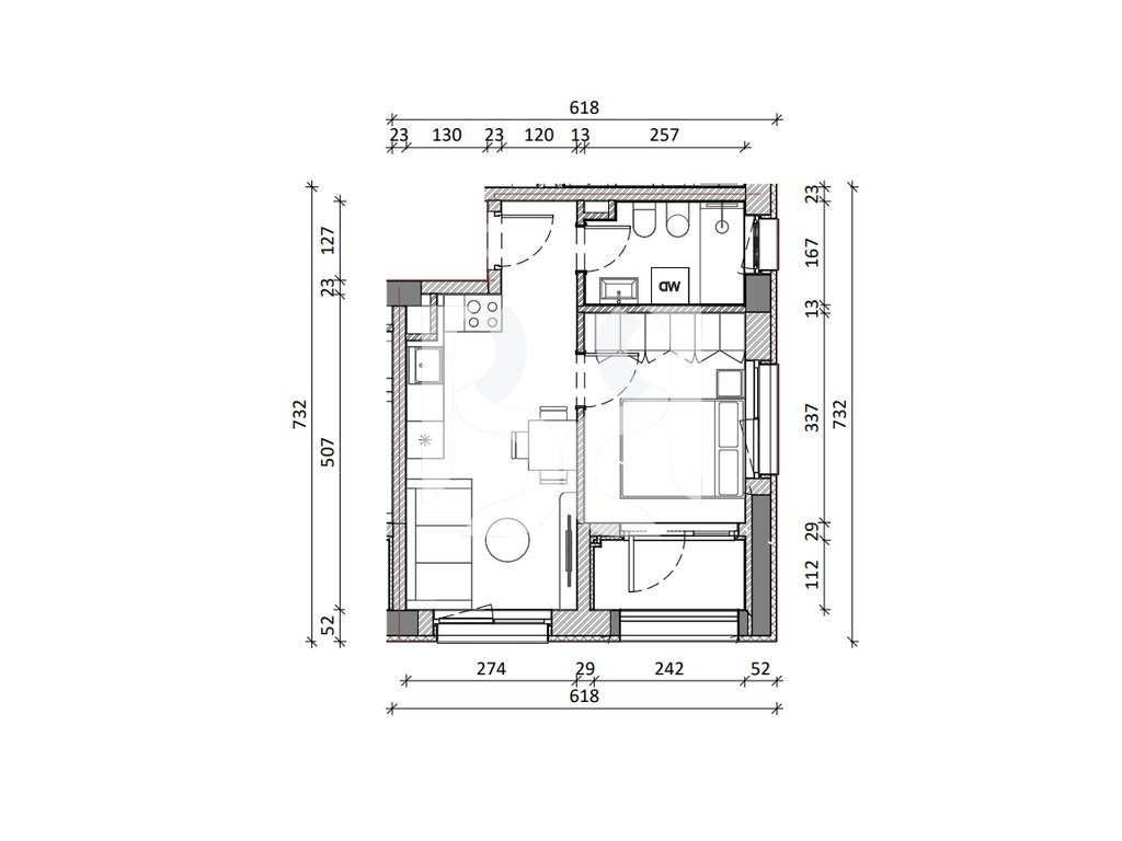 SHITET ME KREDI APARTAMENT 1+1 REZIDENCA KADIU 3