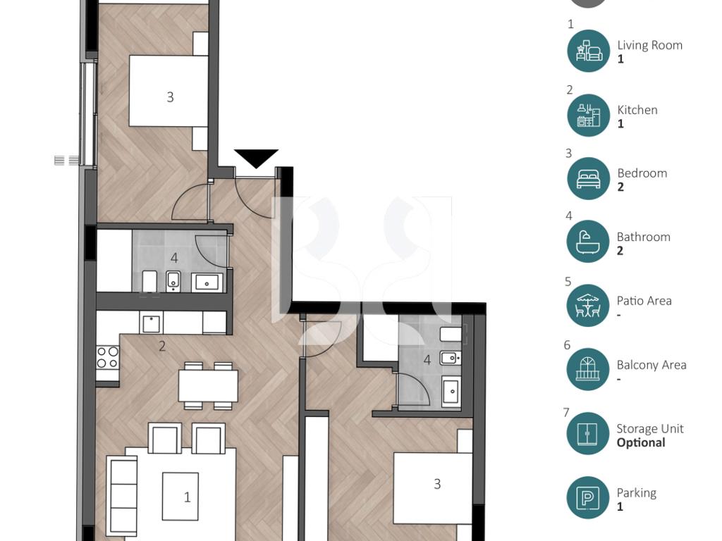 APARTAMENT EKSKLUZIV 2+1 ME POST PARKIMI NË GREEN COAST 2 2