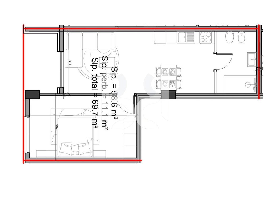 APARTAMENT 1+1+BALLKON PER SHITJE NE PASKUQAN 3