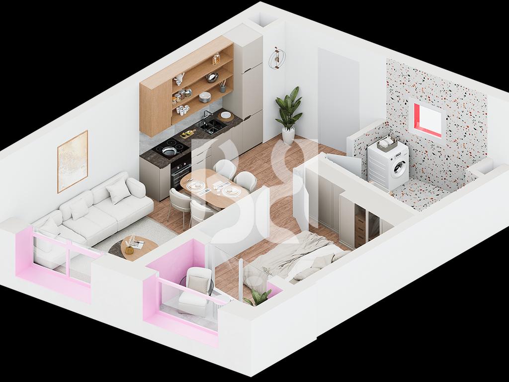 APARTAMENT 1+1 NË SHITJE – REZIDENCË MODERNE | MUNDËSI BLERJEJE ME KREDI DERI NE 80%. 4