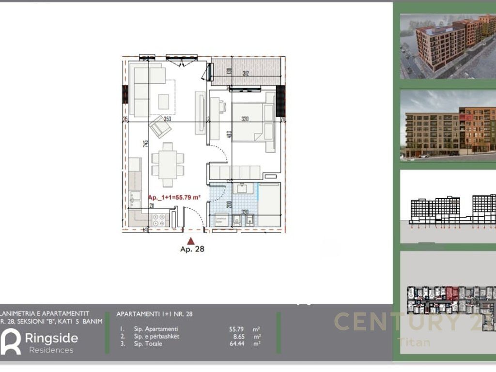 Shitet apartament 1+1 ne Ringside!